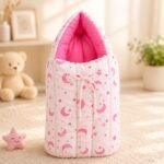 4 in 1 Newborn Baby Bedding Combo | Baby Bed | Sleeping Bag | Baby Sofa | Mosquito Net (Pink)