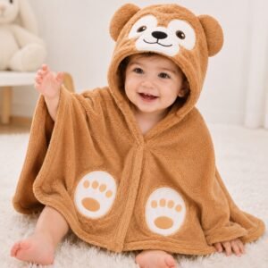 2 in 1 Hooded Baby Bath Towel & Baby Wrapper | Ultra Soft Baby Blanket (Brown Bear Design)