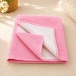 4 in 1 Newborn Baby Bed Set with Mosquito Net | Hooded Baby Wrapper | Blanket | Baby Pillow (Pink)