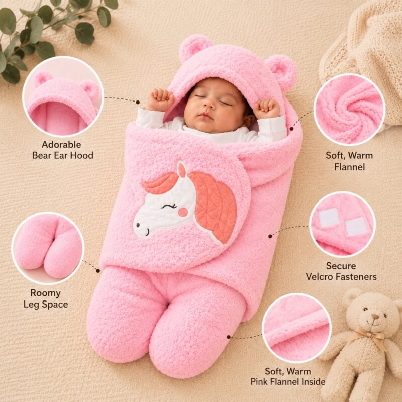 Hooded Baby Wrapper Features – Soft Flannel Baby Sleeping Bag
